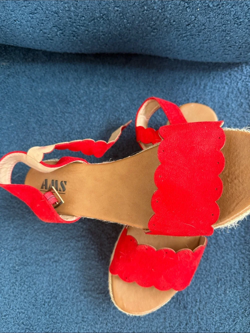 Women’s Red Scallop Espadrille Platform Sandals